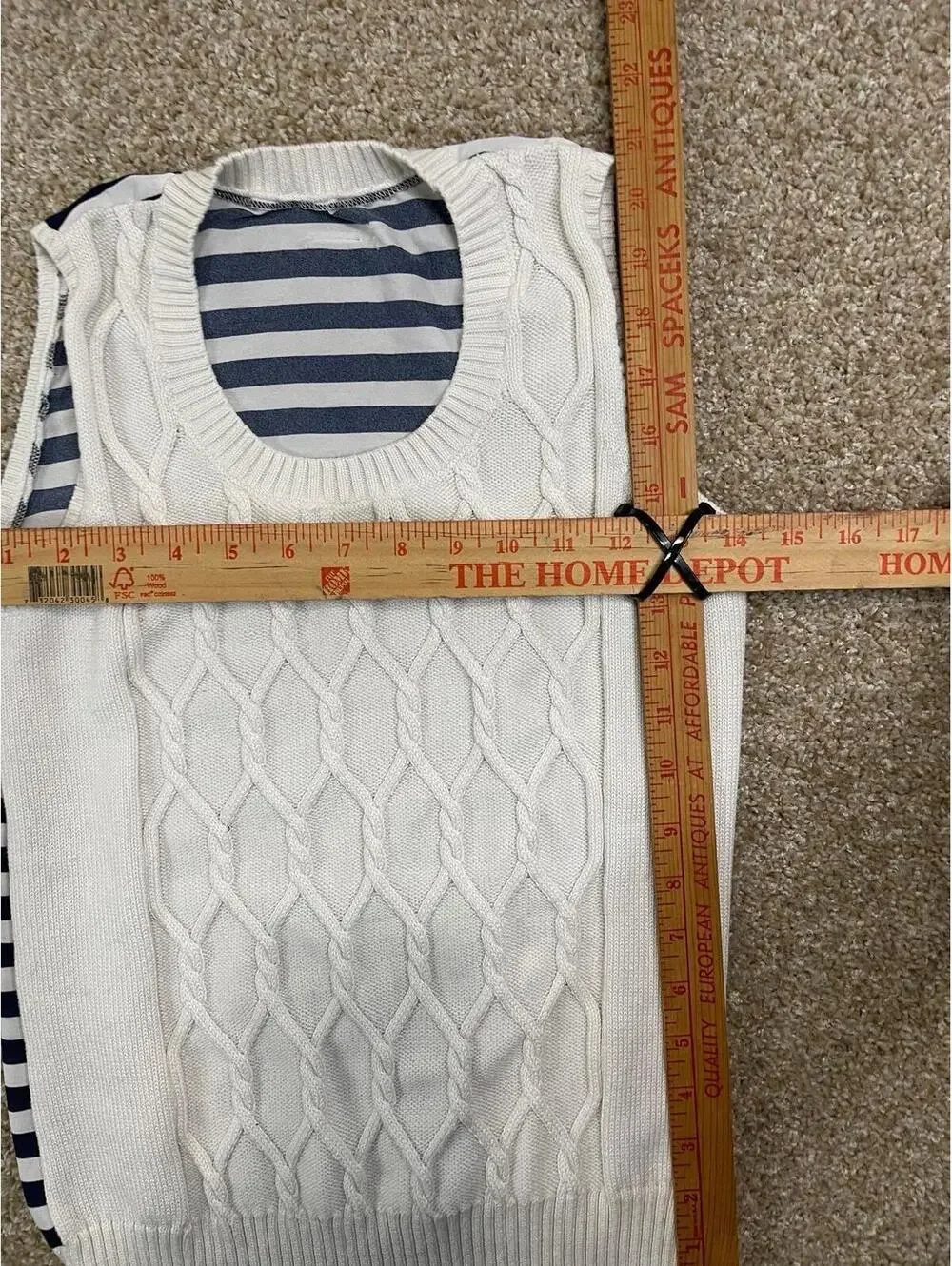 Náutica Cable Knit Sweater Vest Preppy Collegiate Style Size S